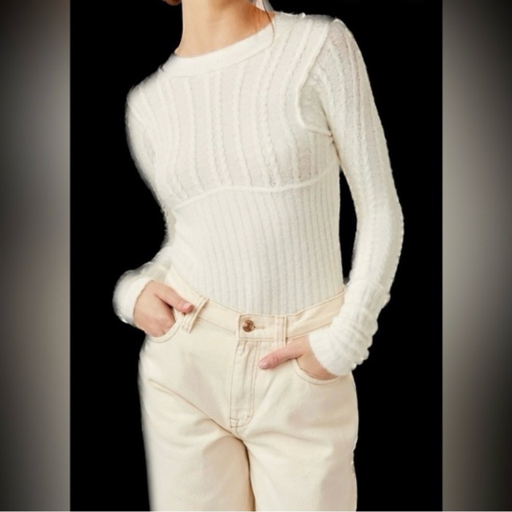 Free people women’s size XL keep me warm solid coconut milk ivory bodysuit $88